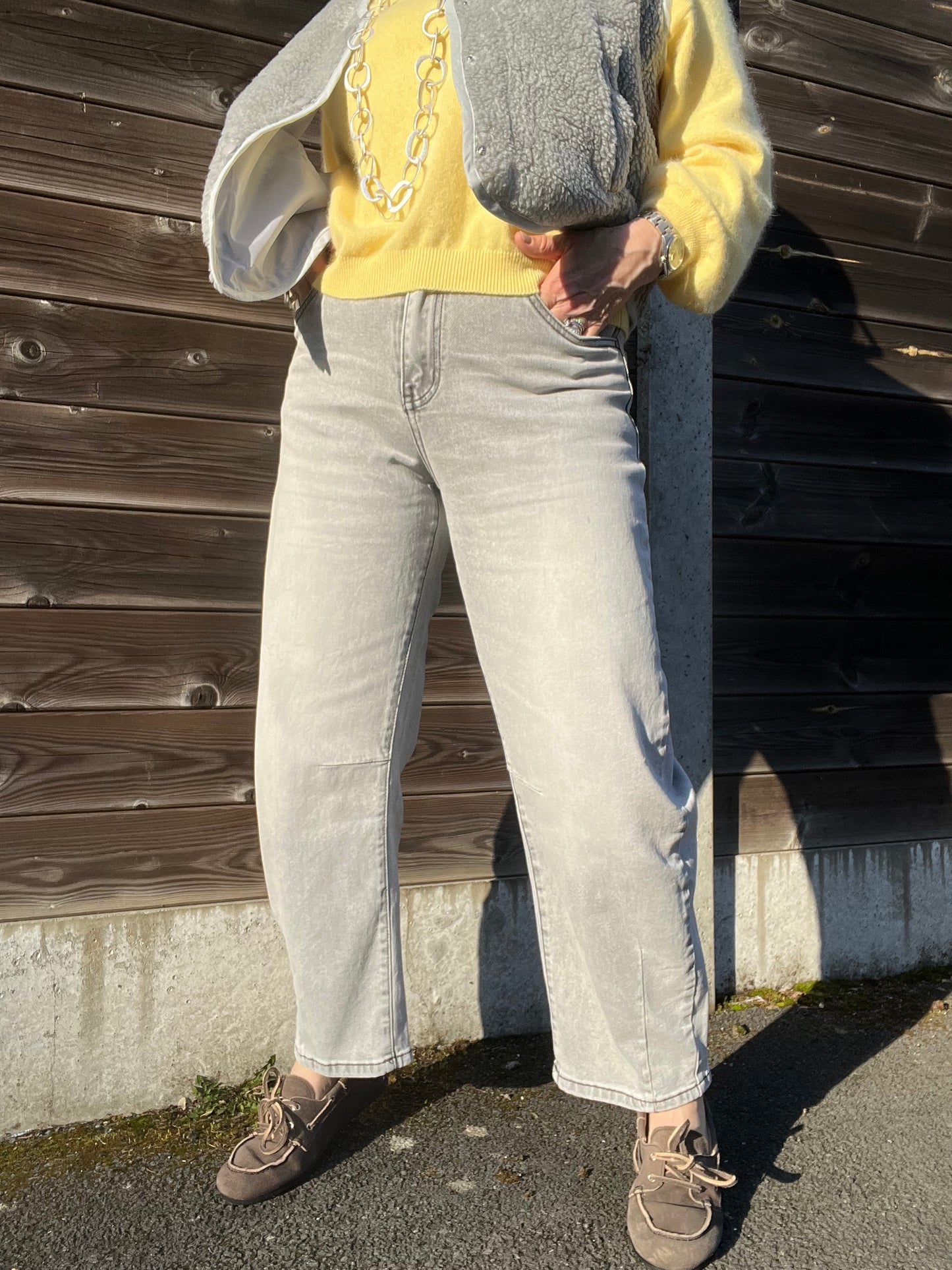 LIVIA jeans coupe "barrel" grey