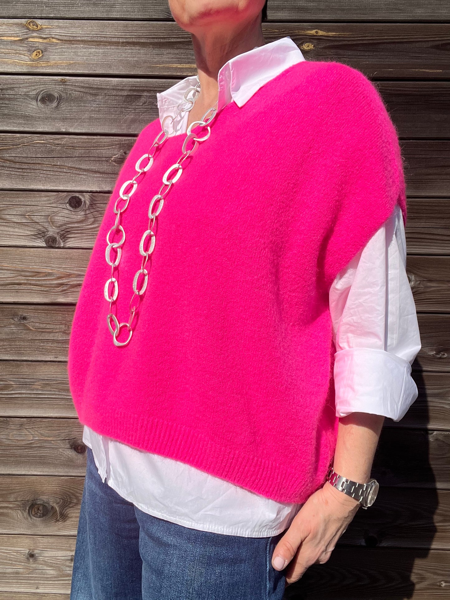OPTION pull sans manches pink fluo