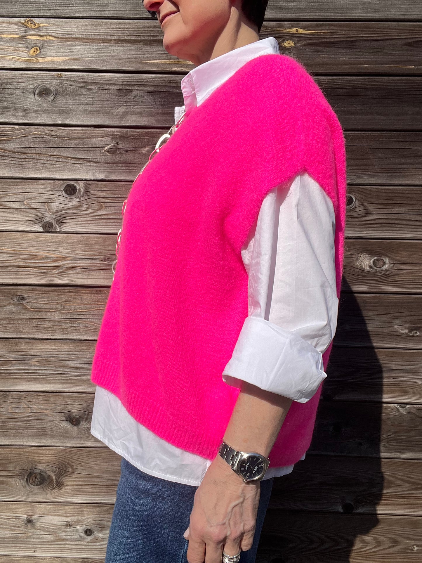 OPTION pull sans manches pink fluo