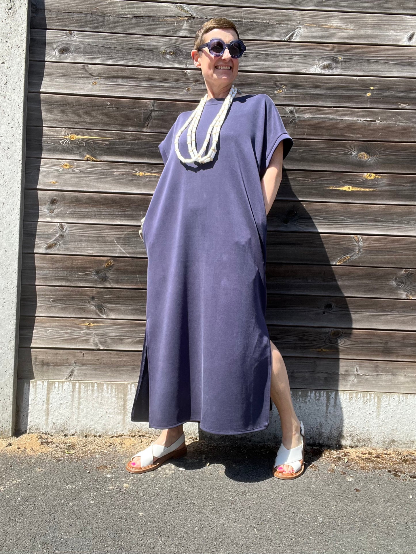 REALTIME robe longue en jersey navy