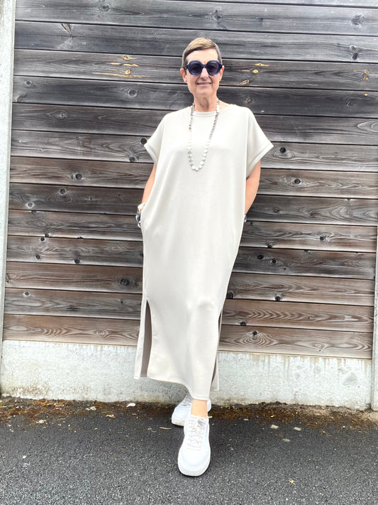 REALTIME robe longue en jersey beige