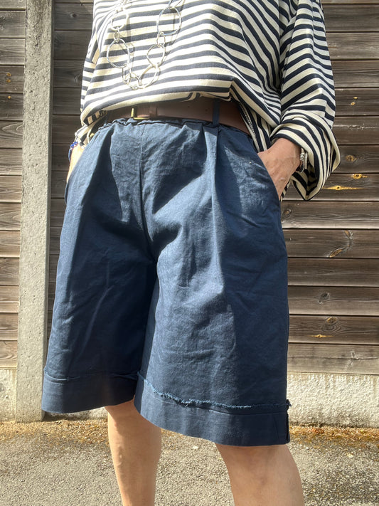 BERTRAND bermuda à revers navy