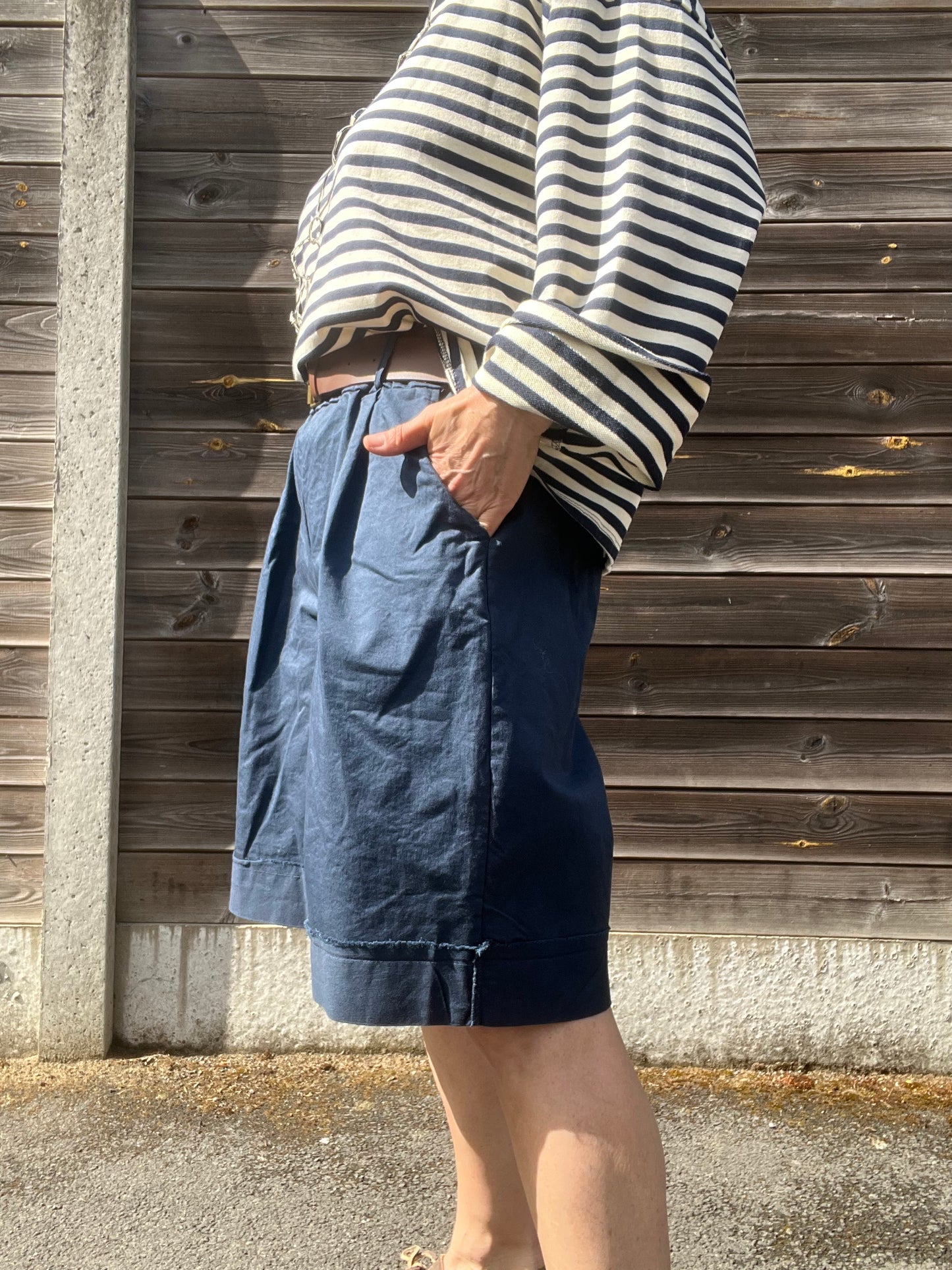 BERTRAND bermuda à revers navy