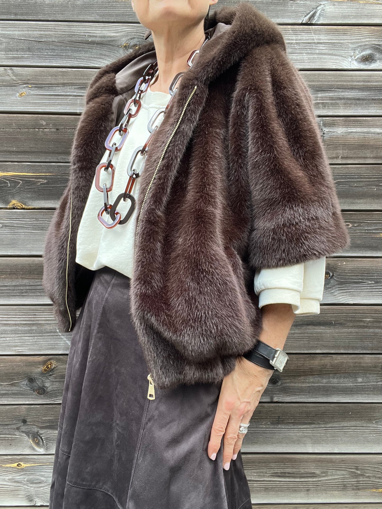 RUNWAY veste en fourrure style vison