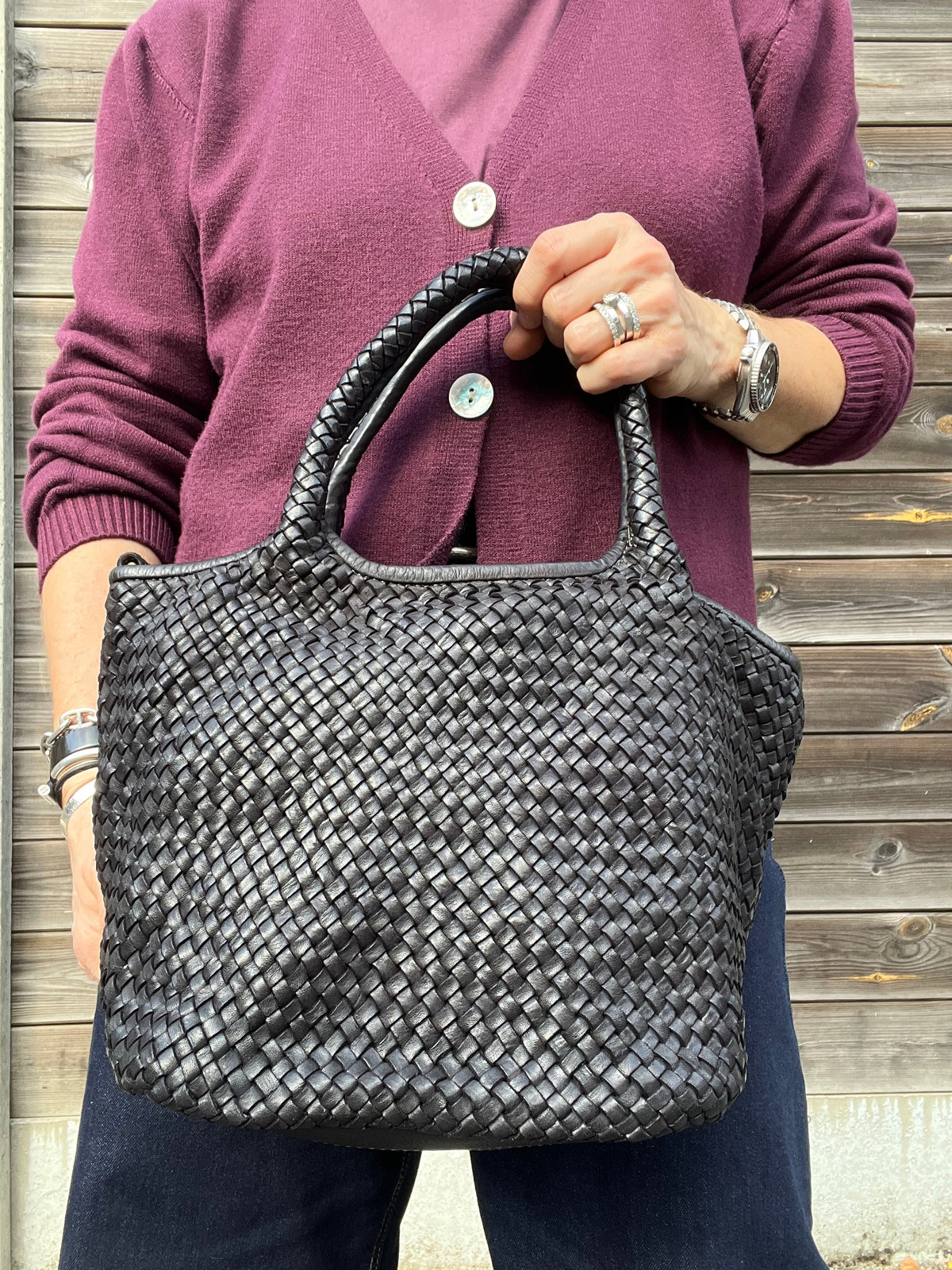 LULU sac en cuir tressé black