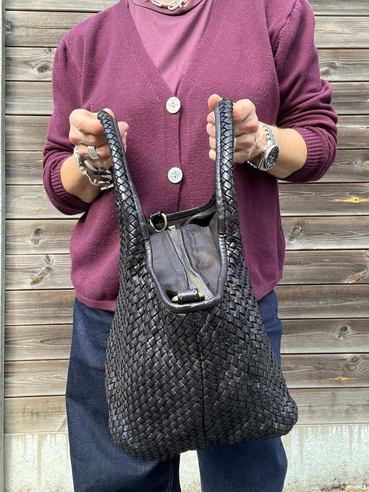 LULU sac en cuir tressé black