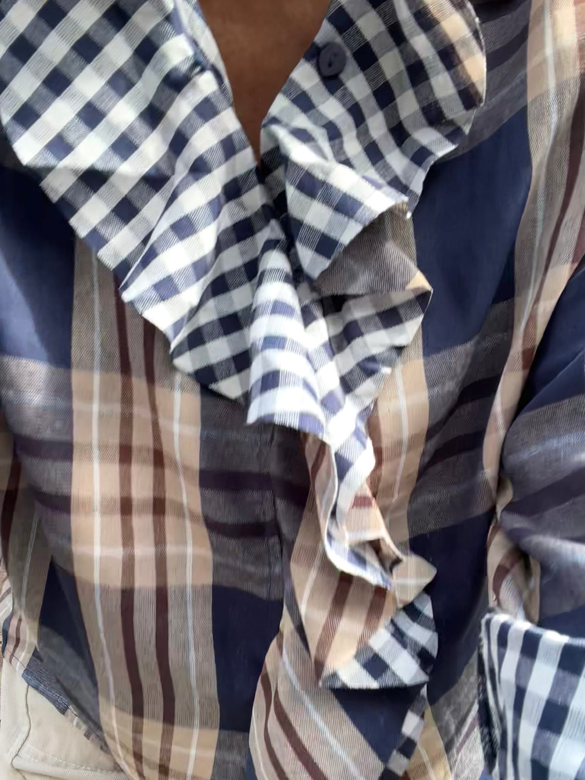 DAMIENNE chemise à carreaux & volants navy