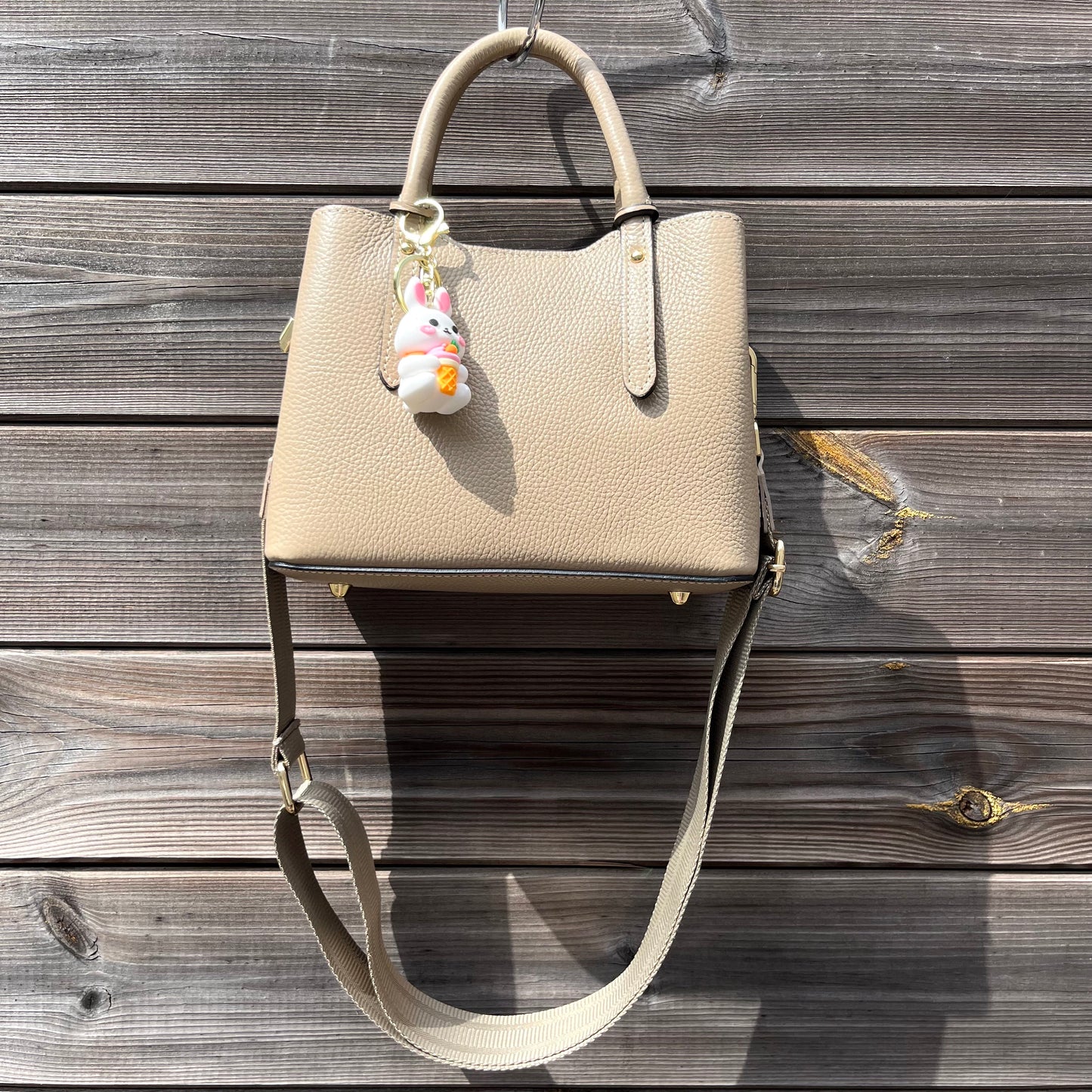 BADMINTON sac en cuir grainé taupe
