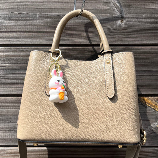 BADMINTON sac en cuir grainé taupe