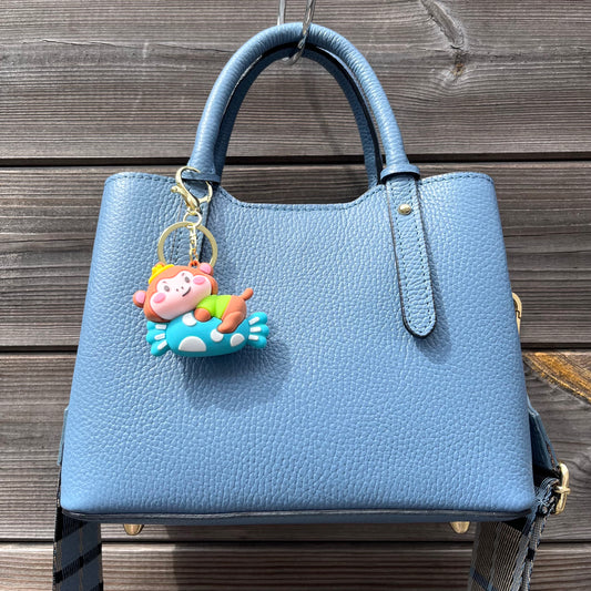 BADMINTON sac en cuir grainé blue