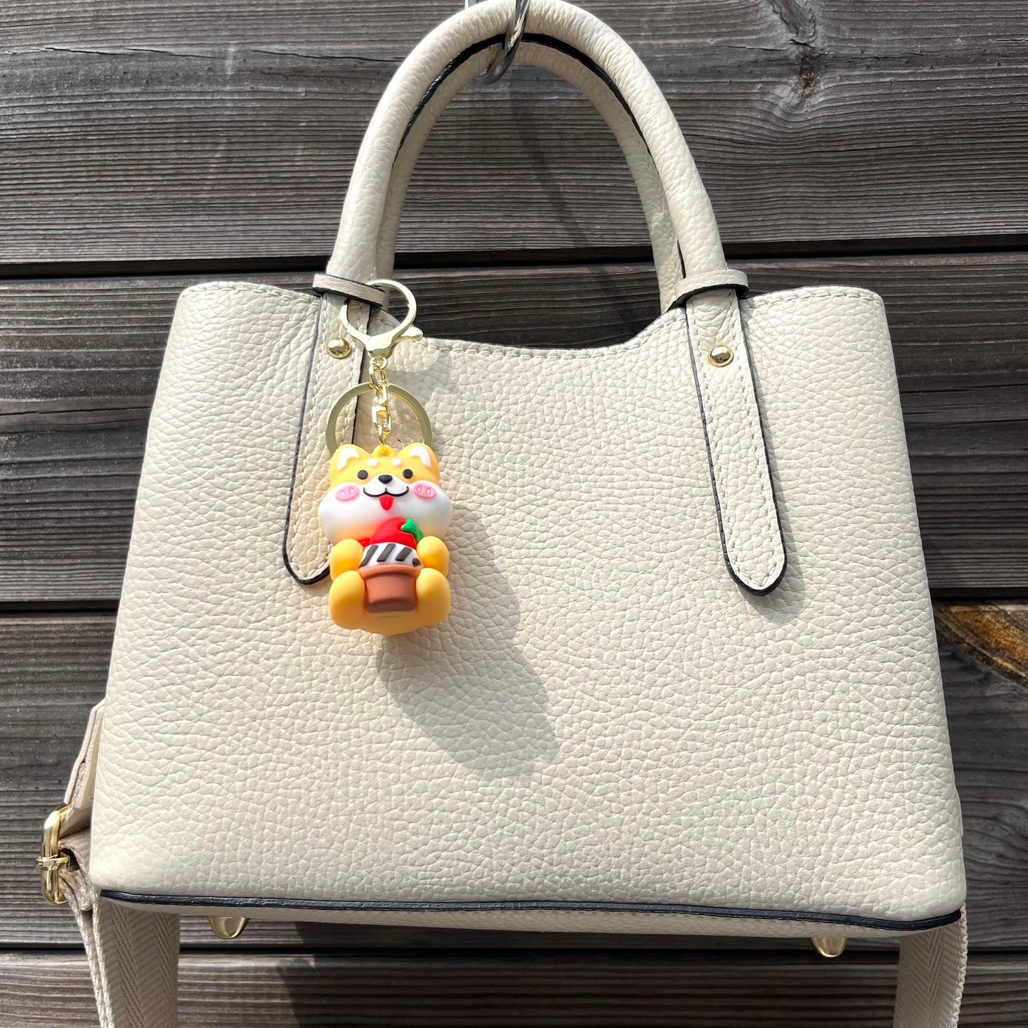 BADMINTON sac en cuir grainé cream
