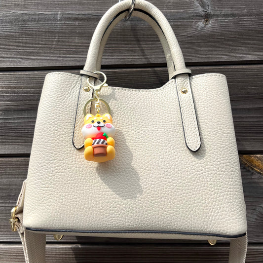 BADMINTON sac en cuir grainé cream