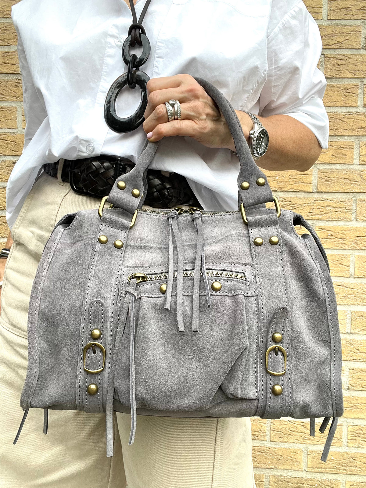 BALSUEDE sac en daim grey