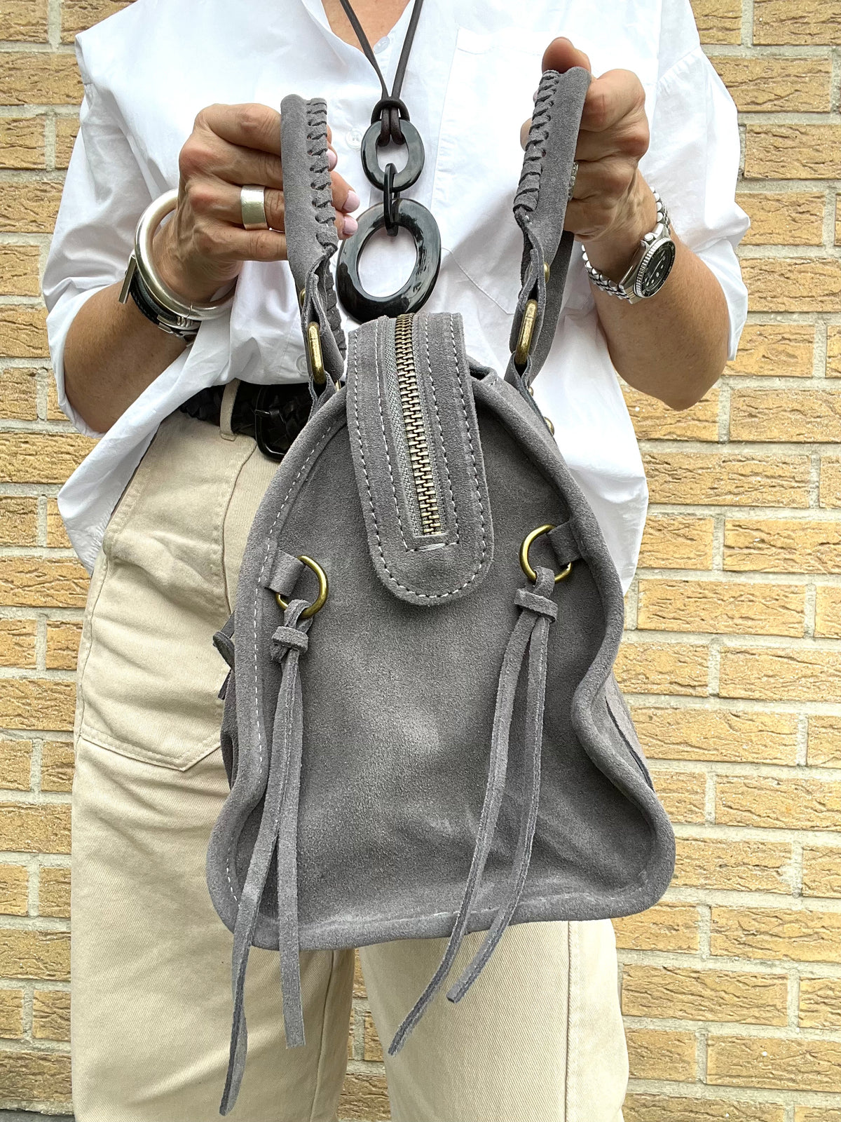 BALSUEDE sac en daim grey