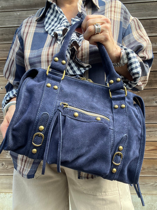 BALSUEDE sac en daim navy