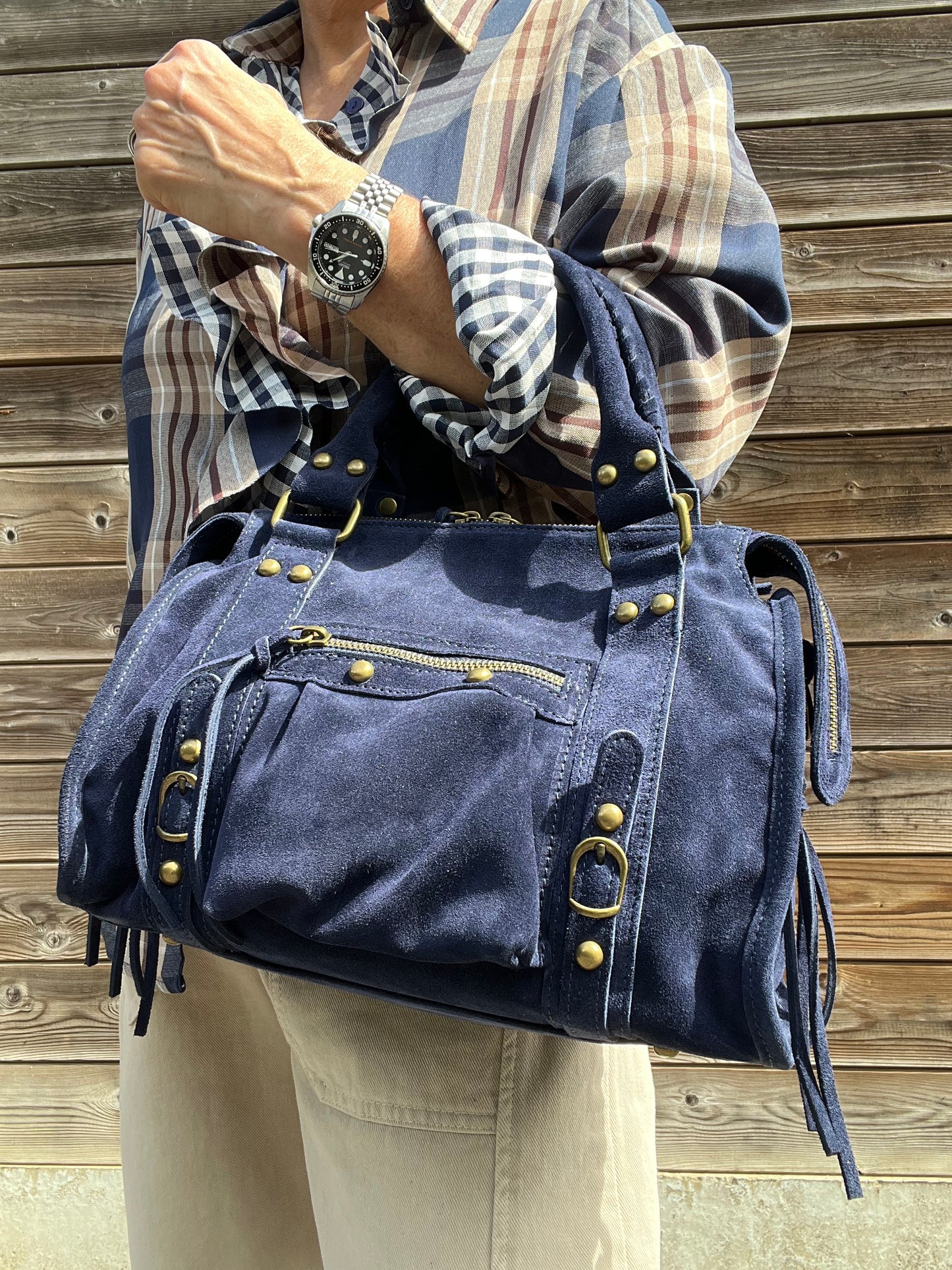 BALSUEDE sac en daim navy