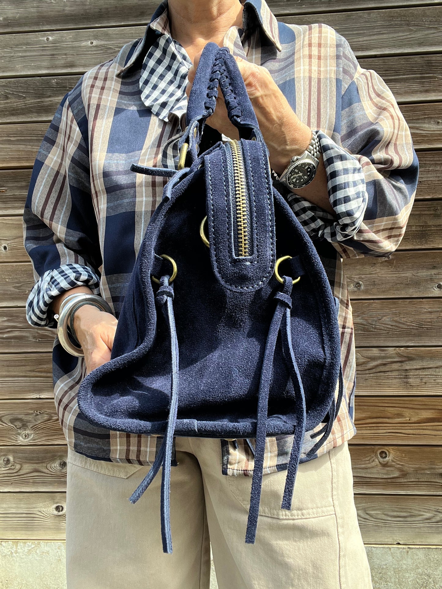 BALSUEDE sac en daim navy