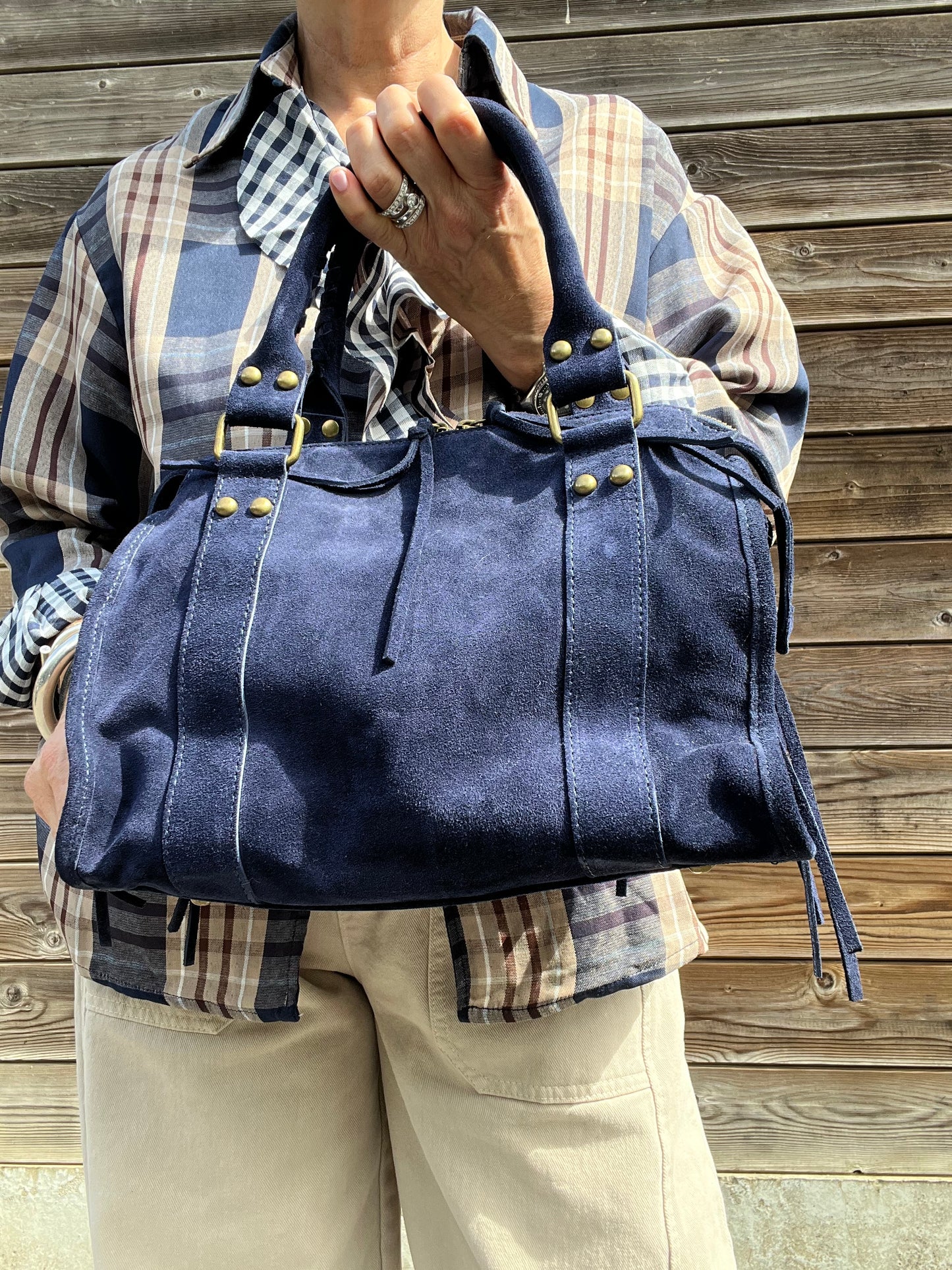 BALSUEDE sac en daim navy