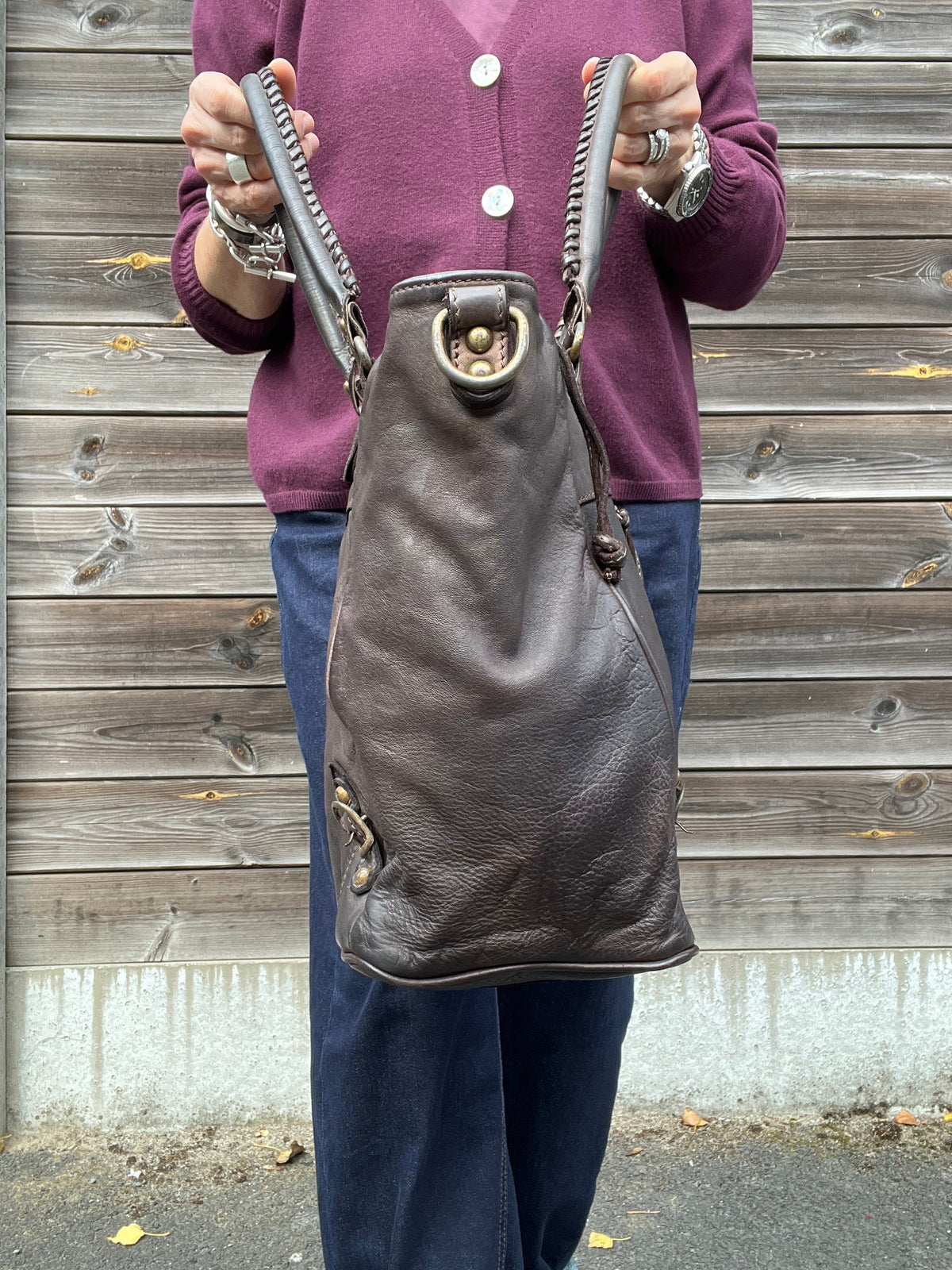 BALY sac en cuir lavé choco