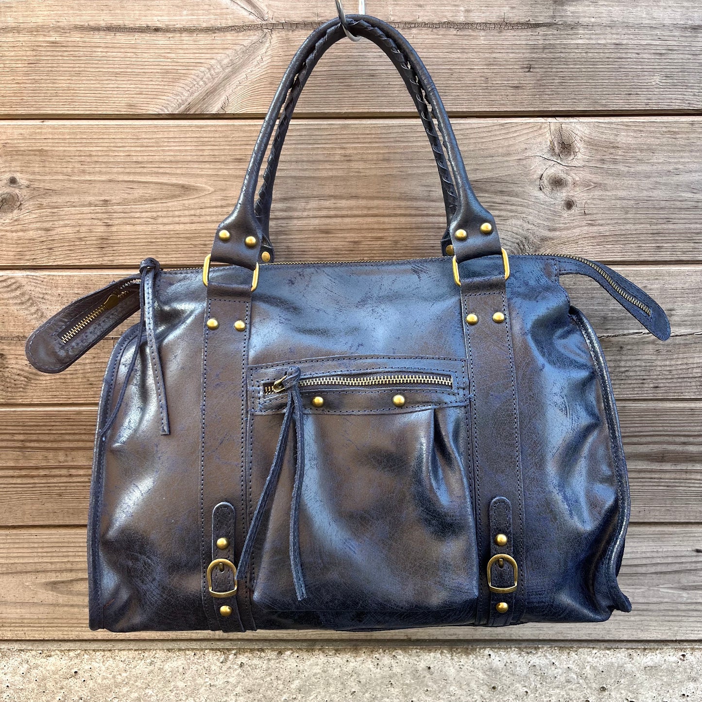 BIGBALUS maxi sac en cuir vintage