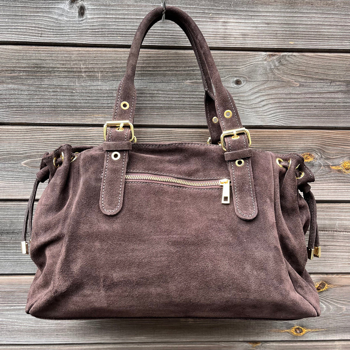 GERARD BIG grand sac en daim froncé choco