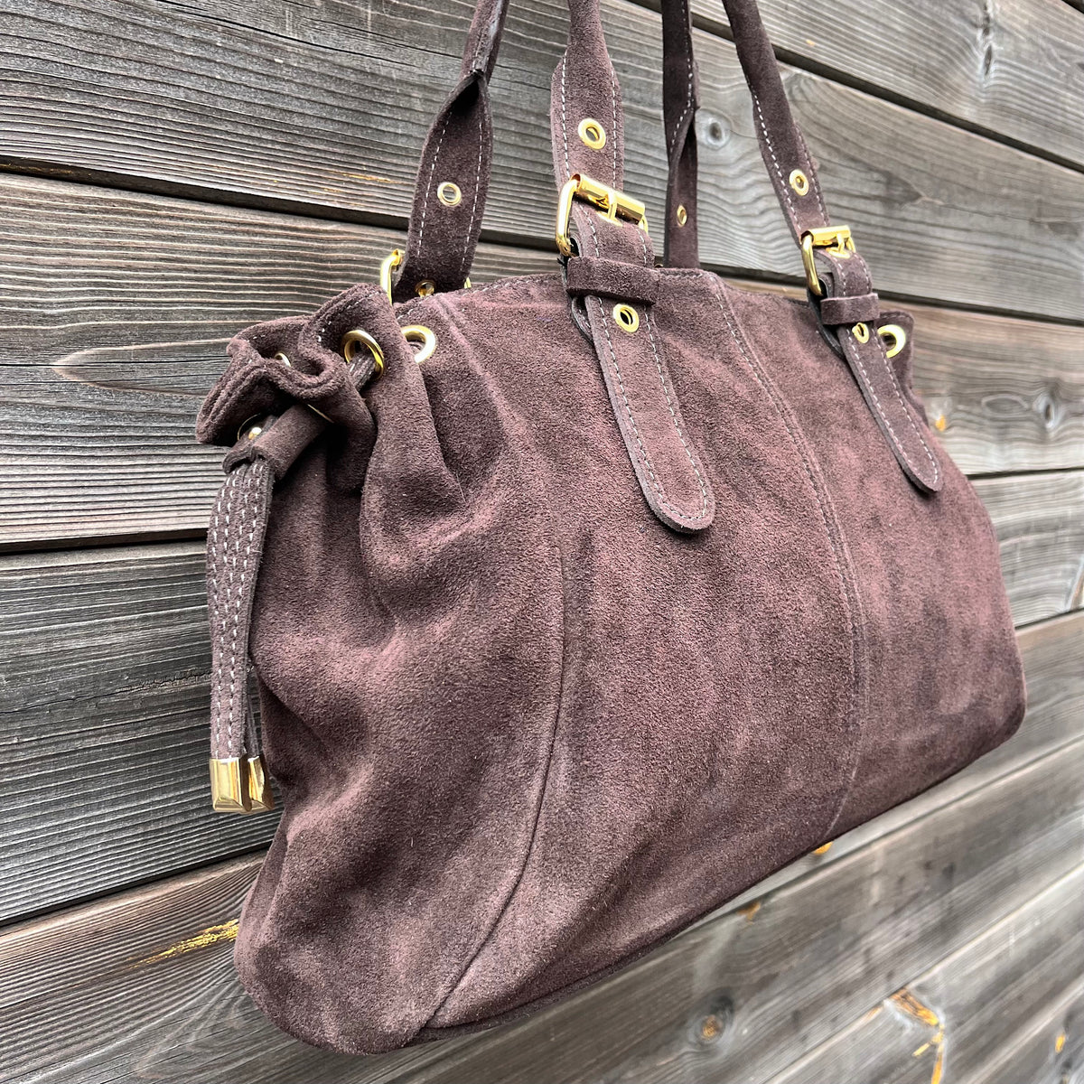 GERARD BIG grand sac en daim froncé choco