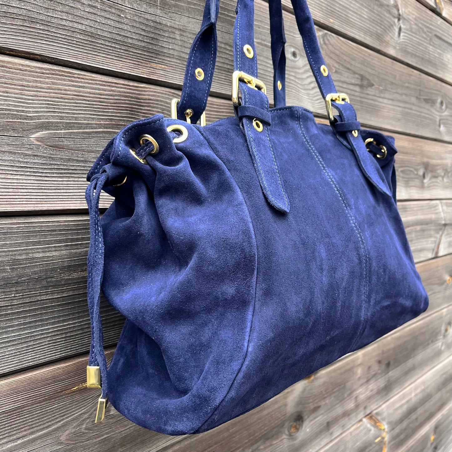 GERARD BIG grand sac en daim froncé navy