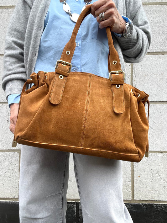 GERARD sac en daim froncé caramel