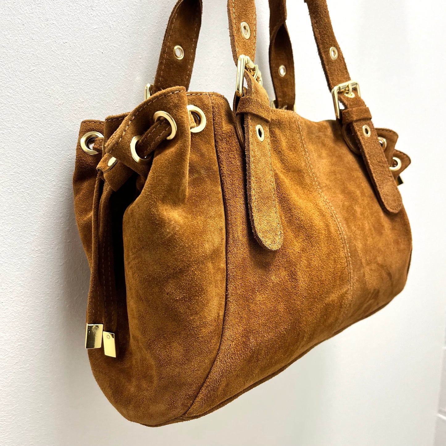 GERARD sac en daim froncé caramel