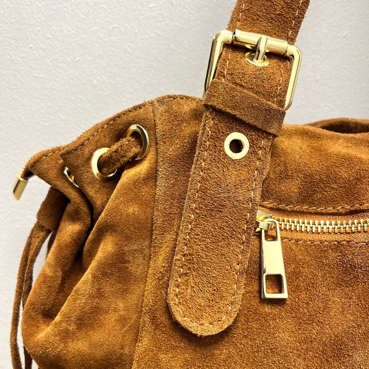 GERARD sac en daim froncé caramel