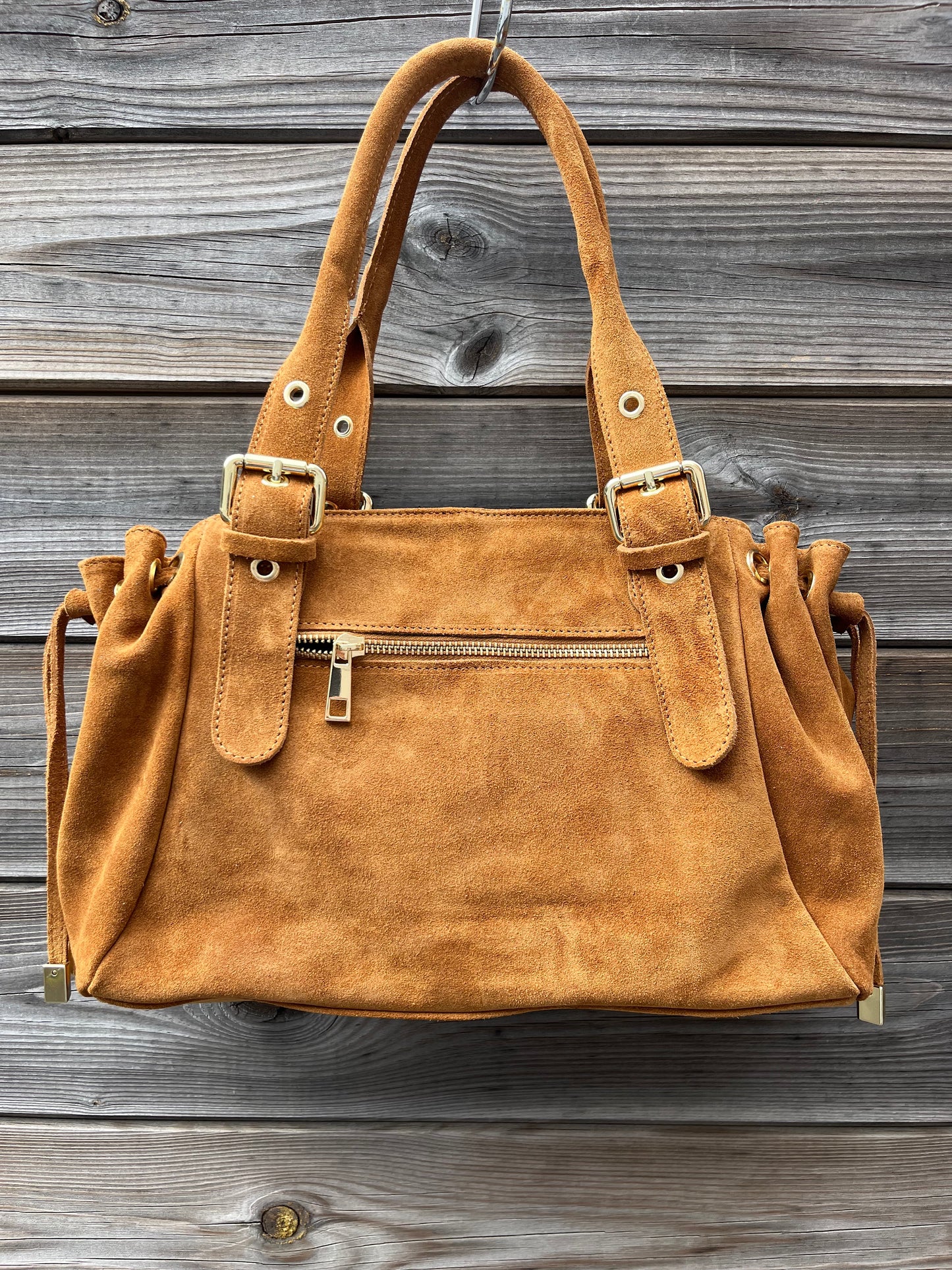 GERARD BIG grand sac en daim froncé caramel