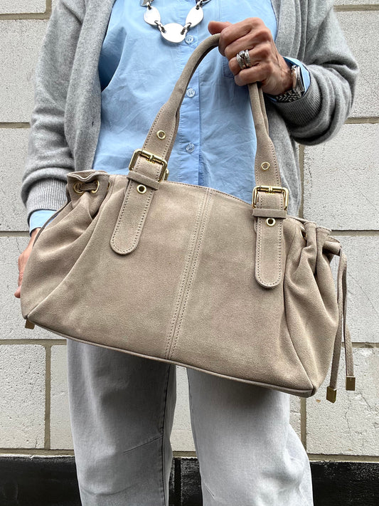 GERARD BIG grand sac en daim froncé taupe