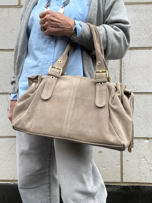 GERARD sac en daim froncé taupe