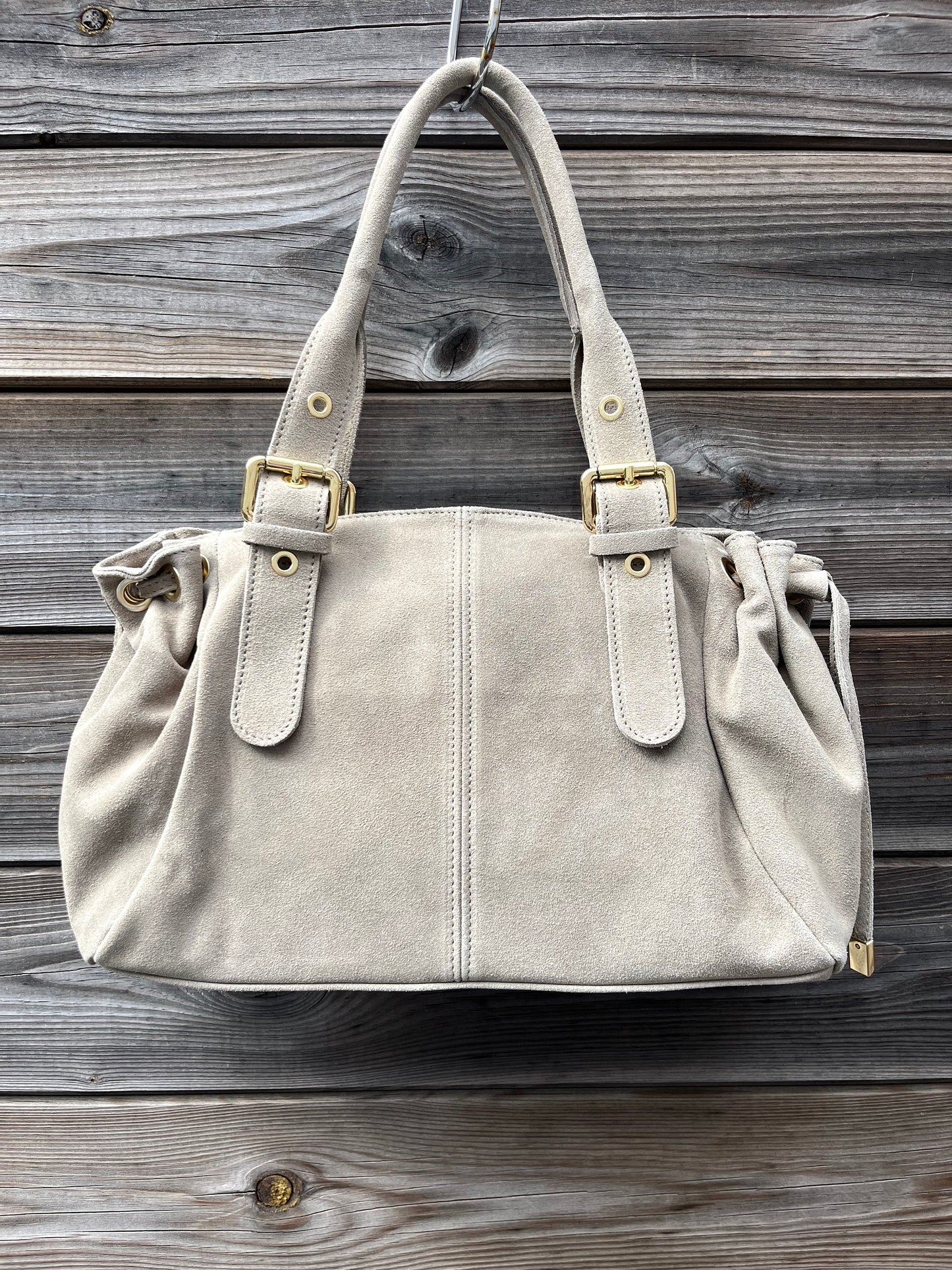 GERARD sac en daim froncé taupe