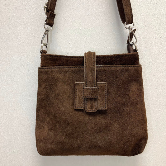 HEPO pochette en daim choco