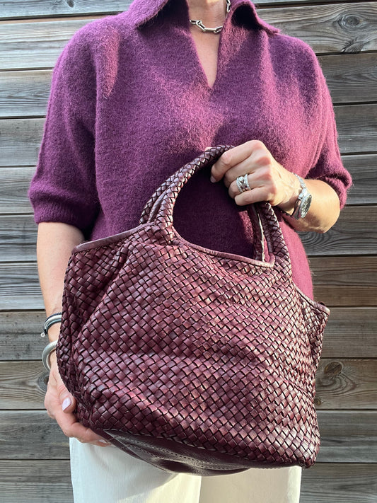 LULU sac en cuir tressé wine