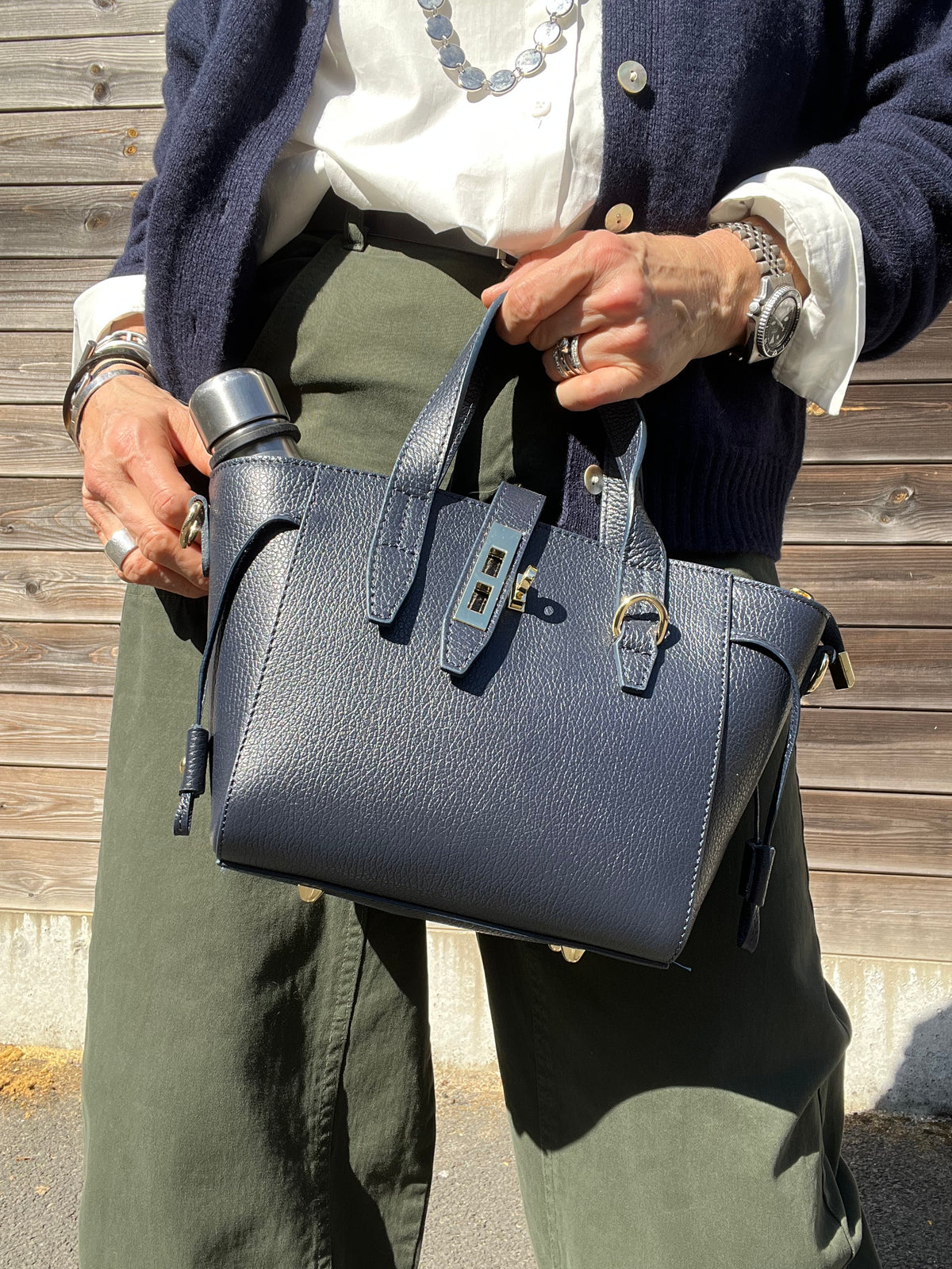 PARABOLE sac fermoir serrure navy