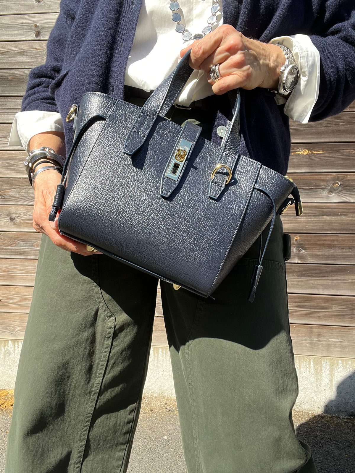 PARABOLE sac fermoir serrure navy