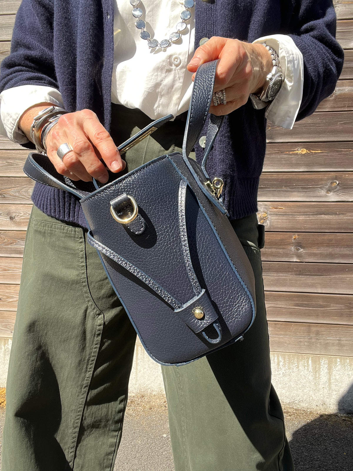 PARABOLE sac fermoir serrure navy