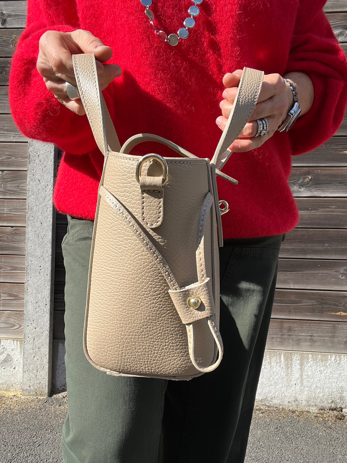 PARABOLE sac fermoir serrure taupe