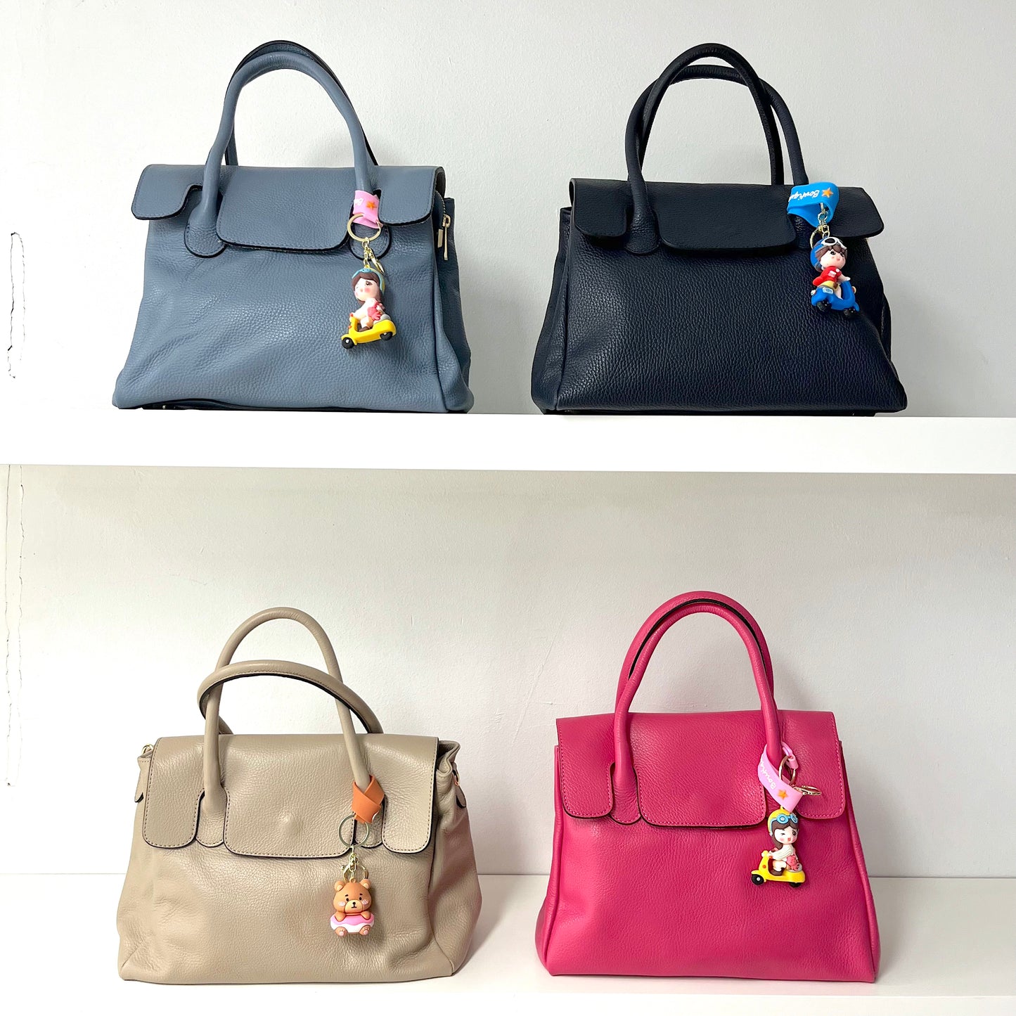 POLISSON sac en cuir grainé blue