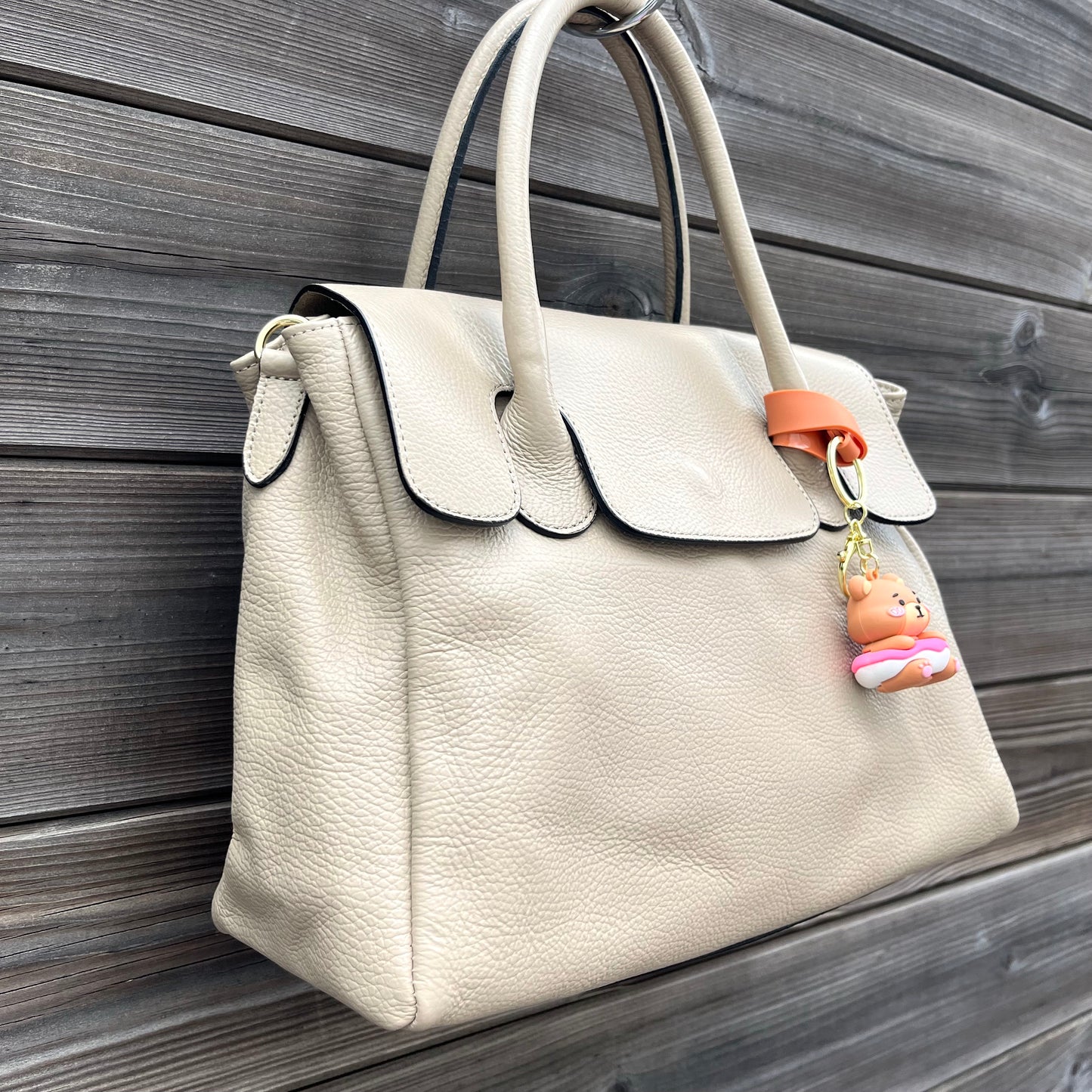POLISSON sac en cuir grainé beige