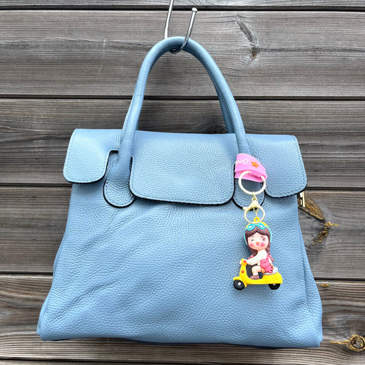 POLISSON sac en cuir grainé blue