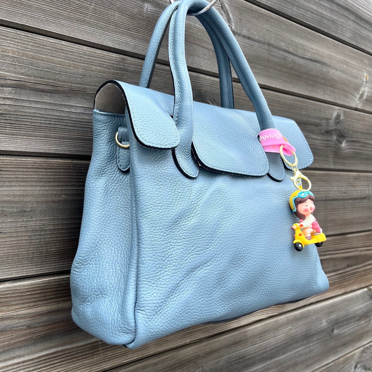 POLISSON sac en cuir grainé blue