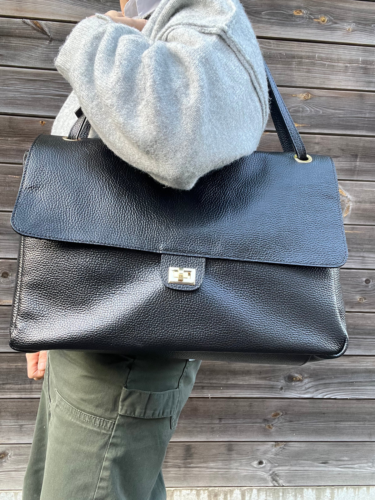 BLAZY maxi sac à rabat black