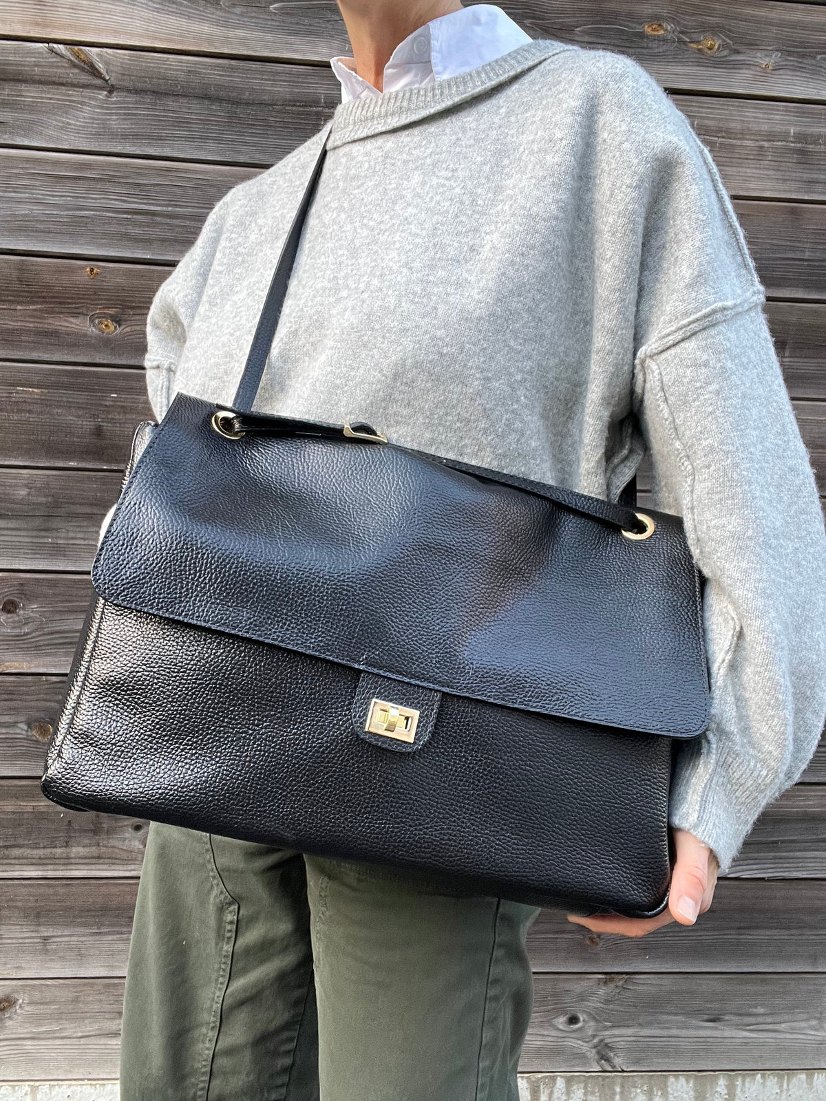 BLAZY maxi sac à rabat black
