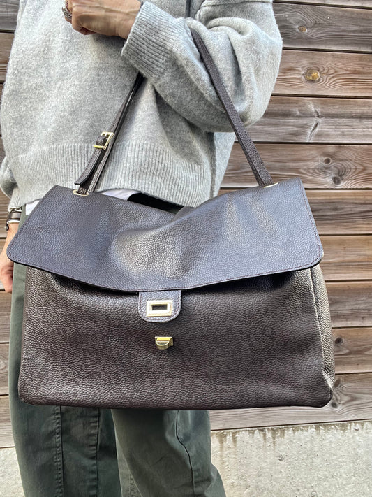 BLAZY maxi sac à rabat choco