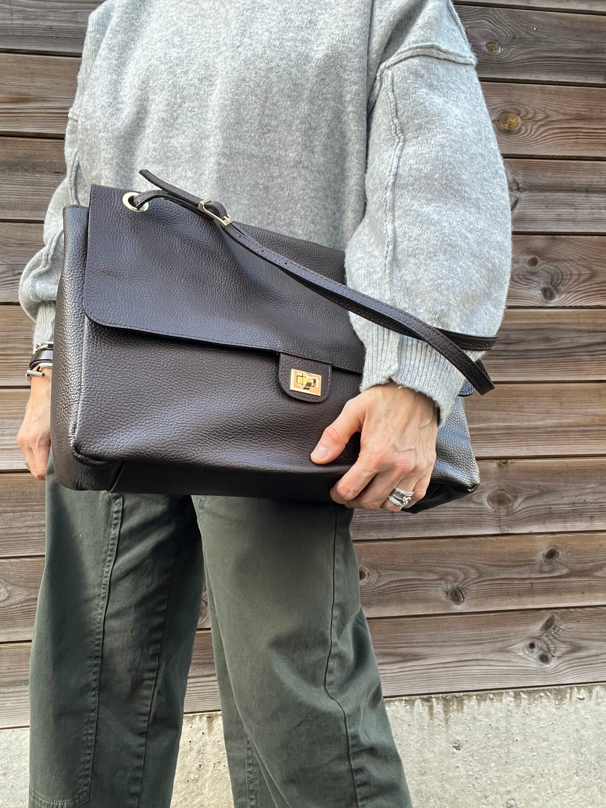 BLAZY maxi sac à rabat choco