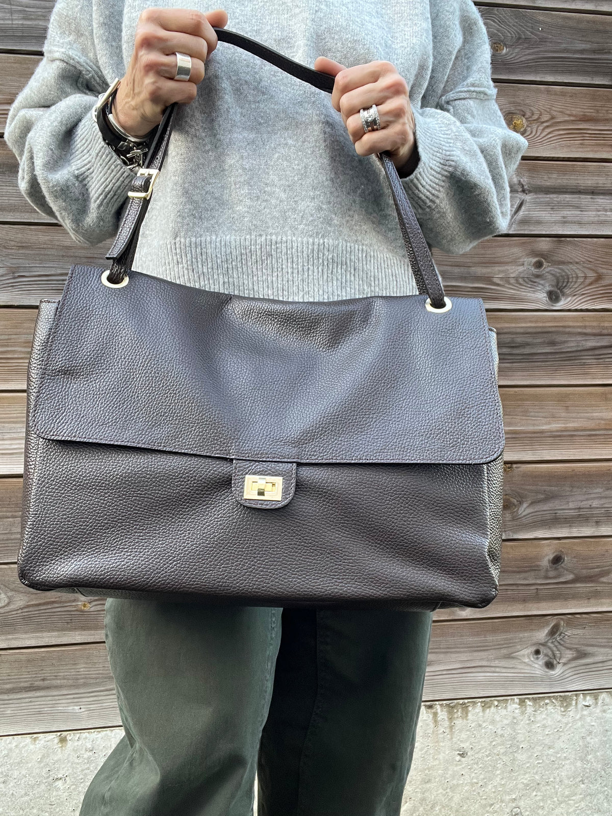 BLAZY maxi sac à rabat choco