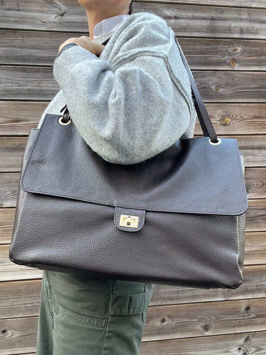 BLAZY maxi sac à rabat choco